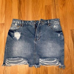 Forever 21 Distressed Jean Skirt